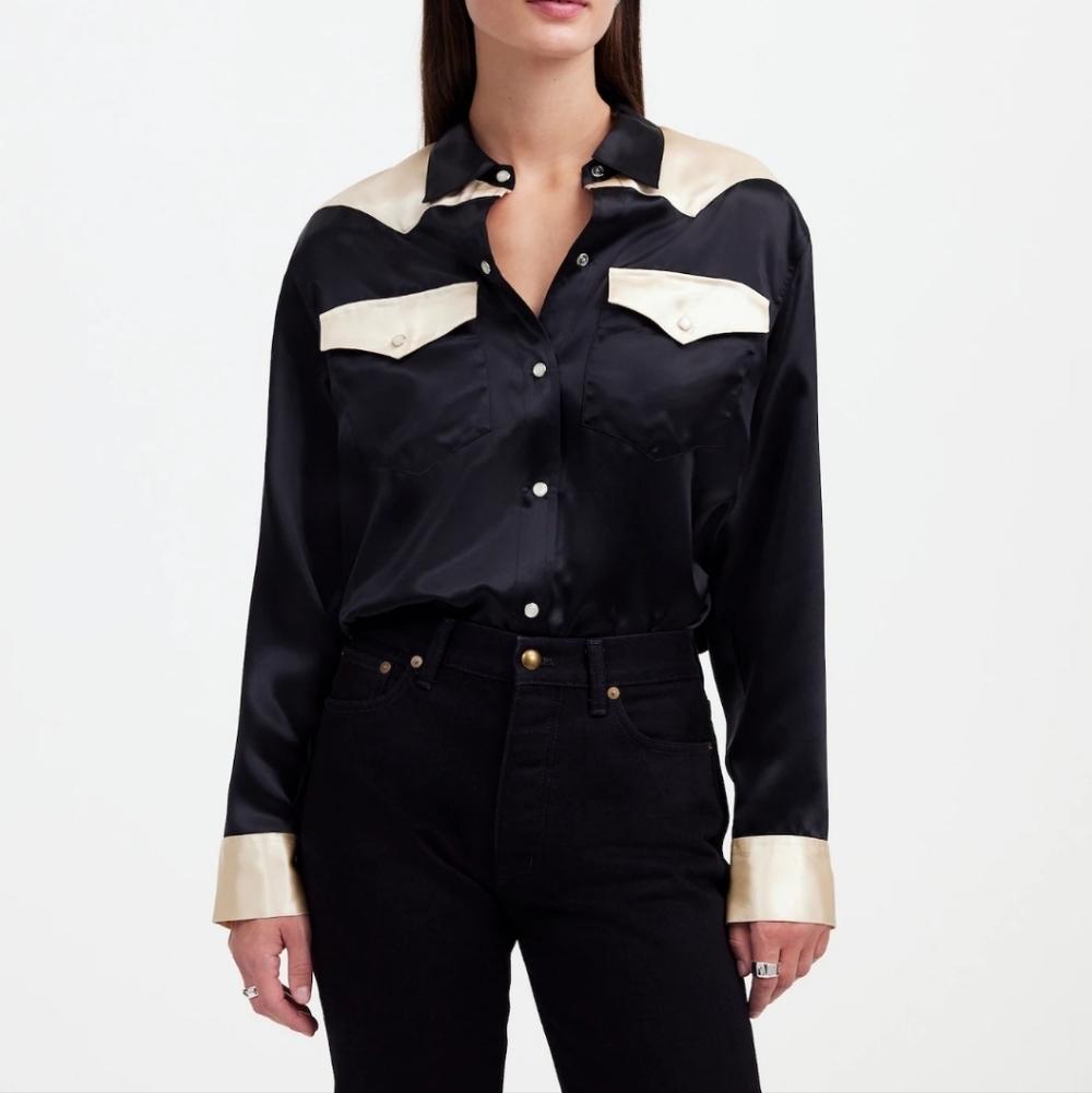 ✨️NWT AlexaChung × Madewell Satin Western Shirt XS - sold out in stores!